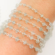 Aquamarine Sterling Silver Wire Chain
